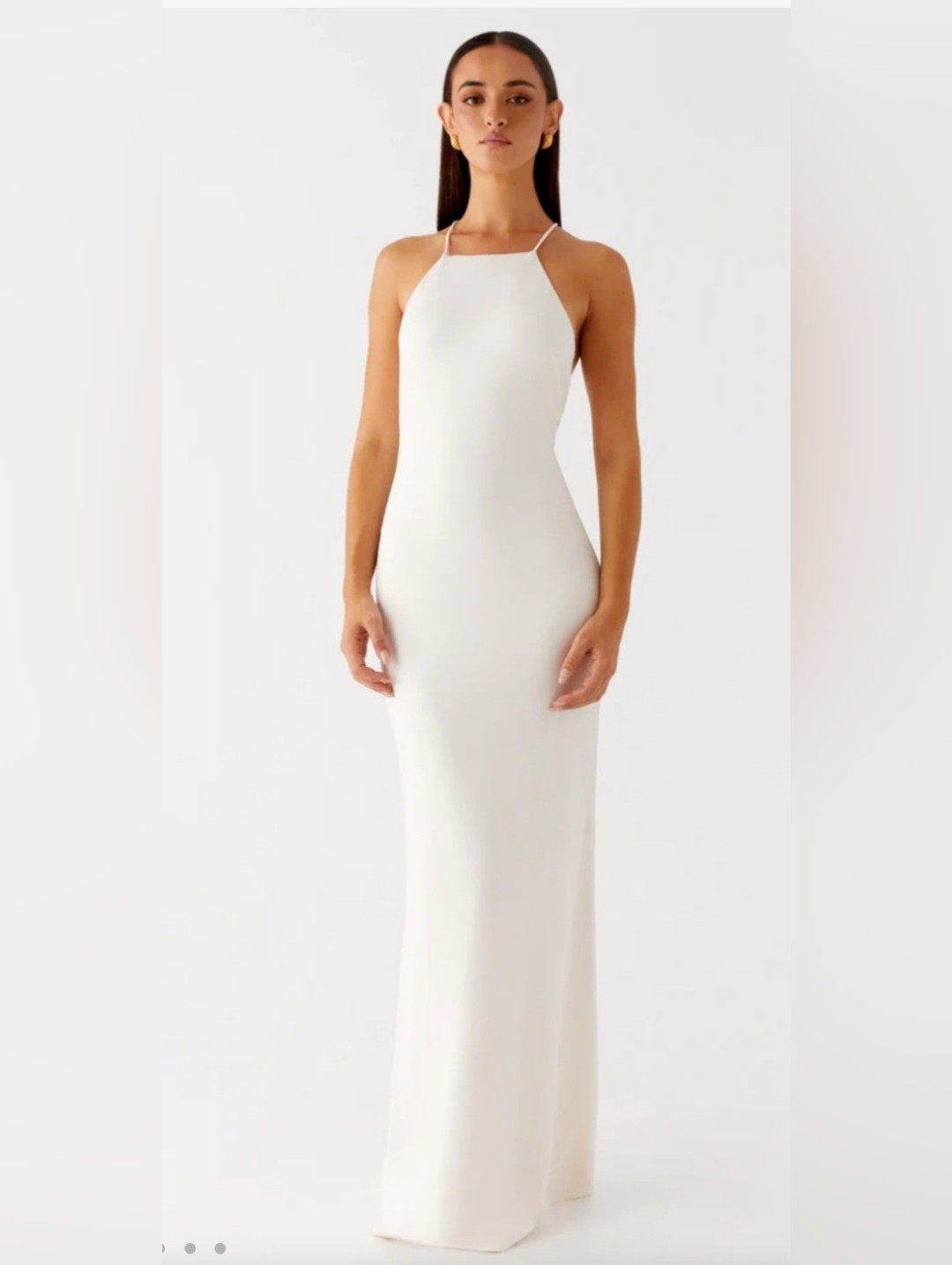 Peppermayo Raffa Pearl Ivory Halter Maxi Dress